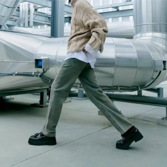 NWT TRACK SOLE LOAFERS WITH TASSEL DETAIL BLACK - Picture 6 of 8